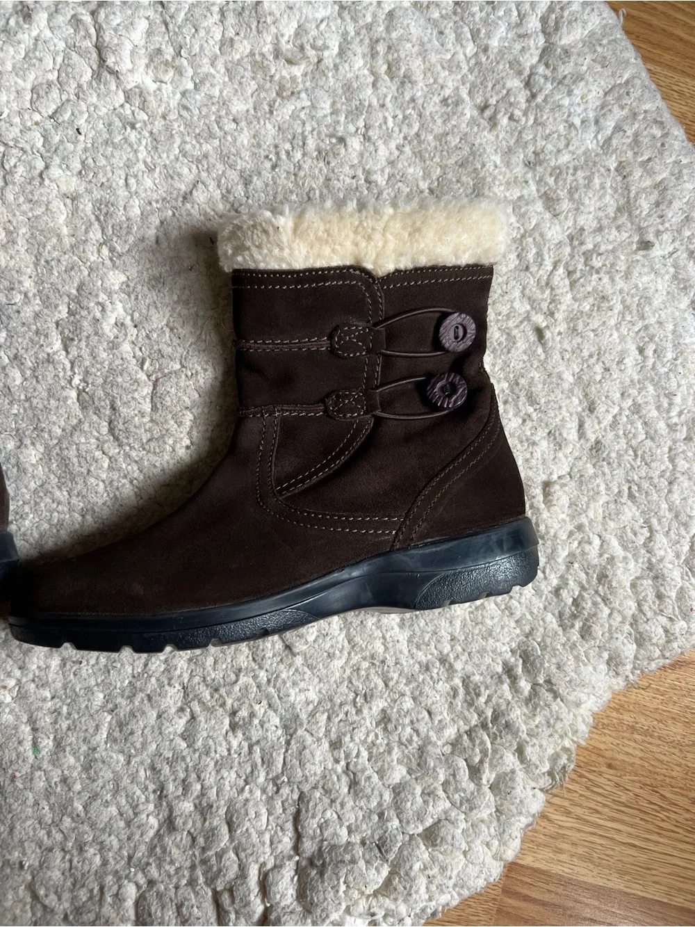 Clarks Dark Brown Suede Shearling Winter Boots